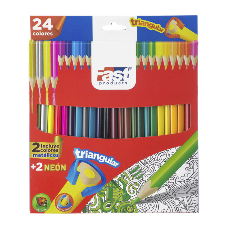 CRAYON DE MADERA FAST 24 COLORES