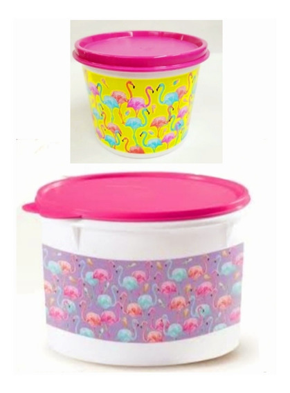 BOTE PARA REFRI CHICO TUPPERWARE TAPA FUCSIA CON DISEÑO