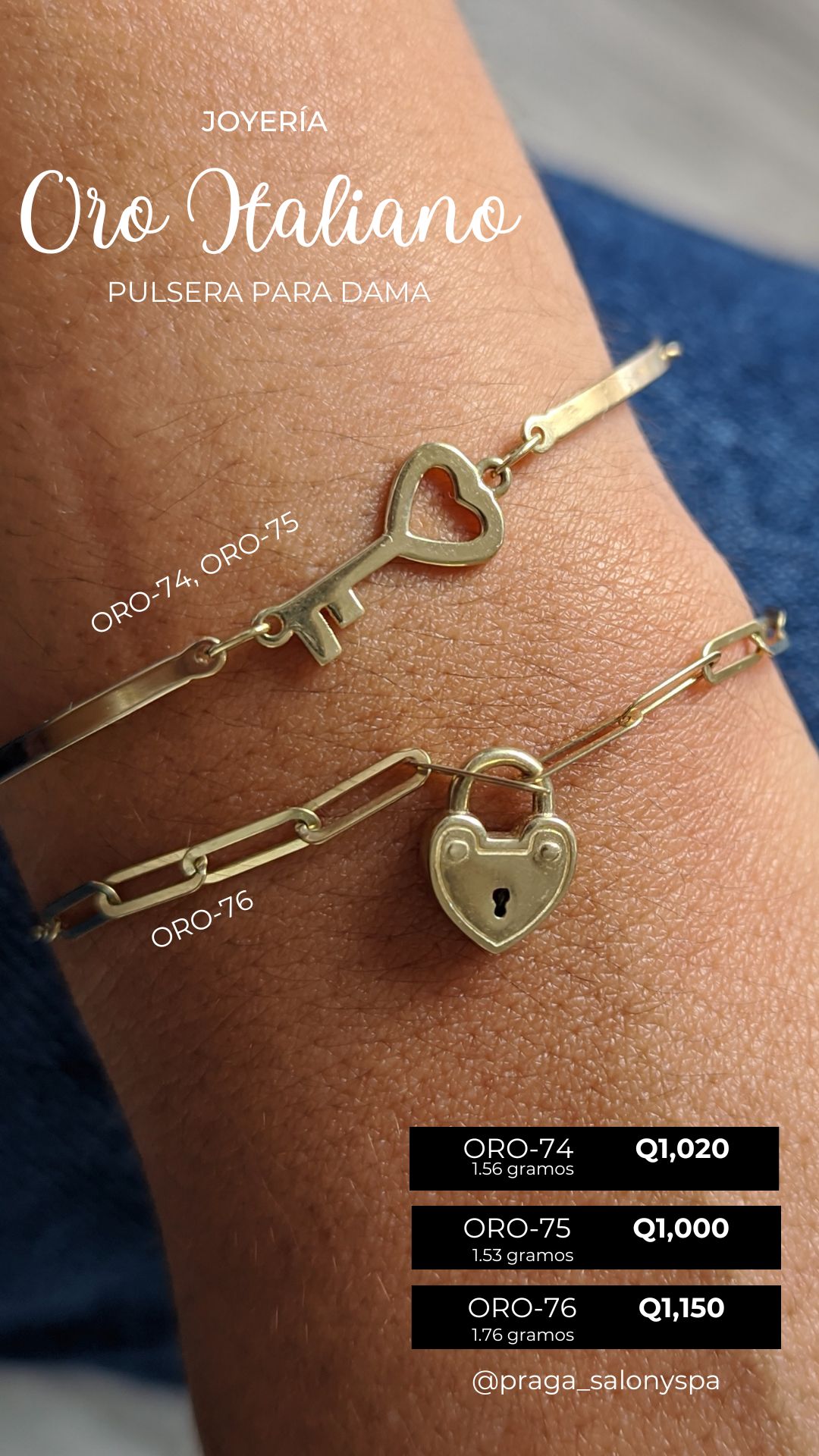 Oro-74 Pulsera de Oro - Dije Llave de corazón 1