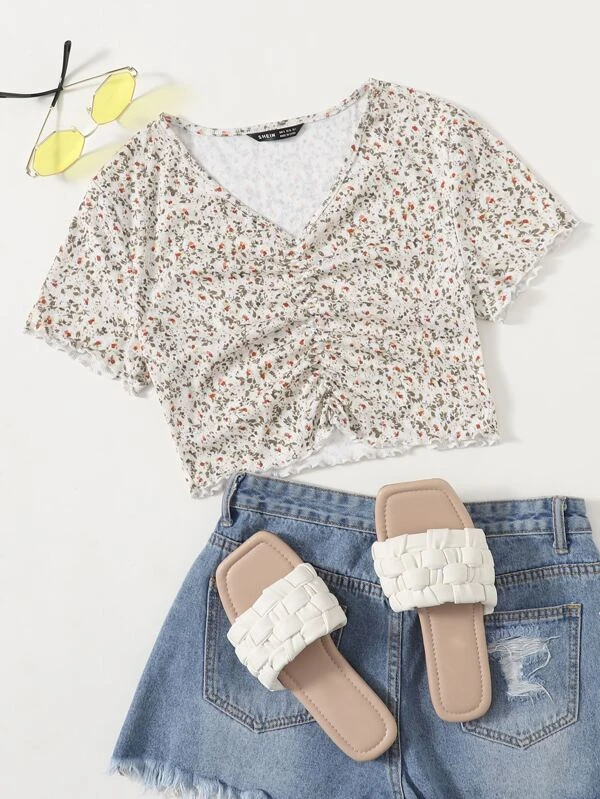 CROP TOP FLORAL TALLA M