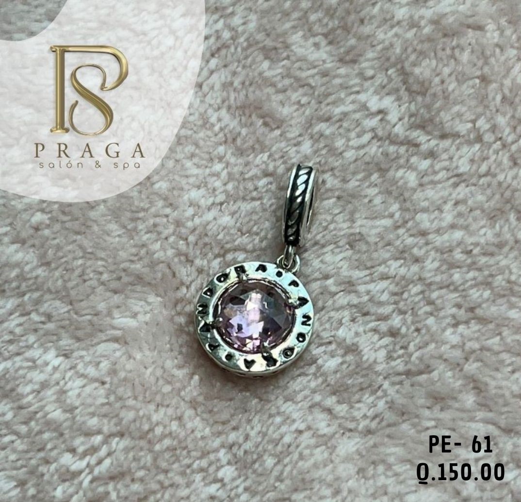 CHARM PANDORA - CIRCULO CON DIAMANTE ROSA